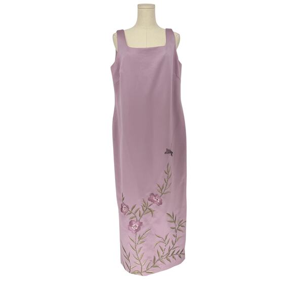 Y2K Vintage Maggy London Embroidered Maxi Dress Fairy Cottage Lavendar Floral 14 - Picture 1 of 14